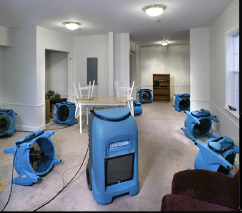 Air movers and dehumidifier setup for Water Extraction & Removal in Redwood Falls